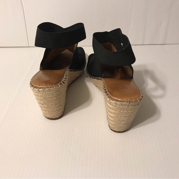 Gentle Souls Colleen wedge sandals black ankle strap leather women size 9 M - Picture 6 of 11